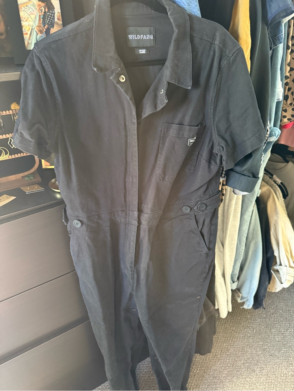 Wildfang Black Button-Front Utility Top